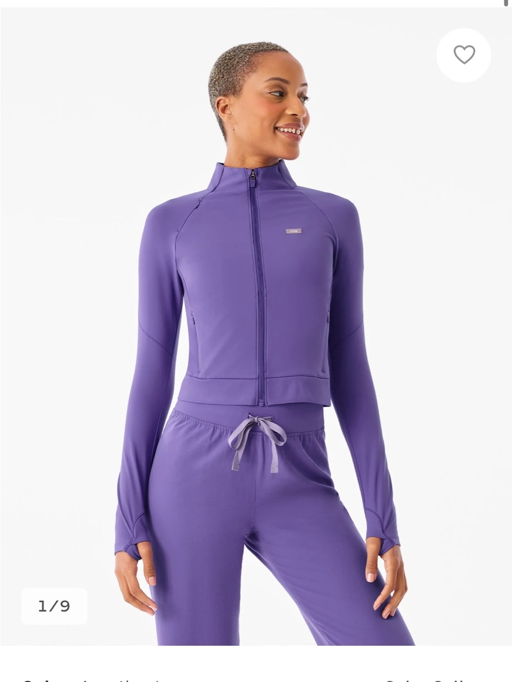 FIGS NWT Amethyst ContourKnit Cropped Scrub Jacket -M